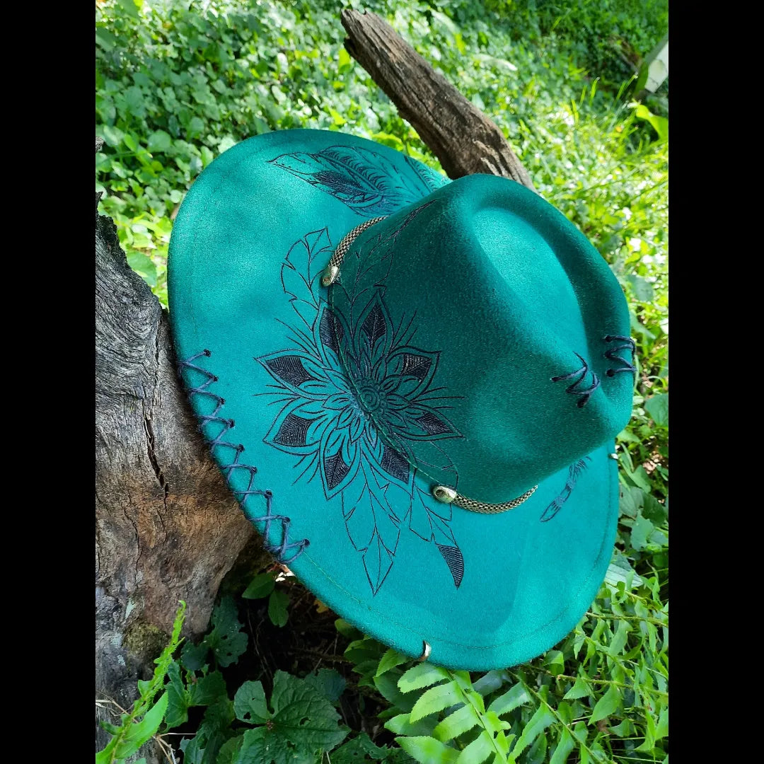 Teal wide brim hat