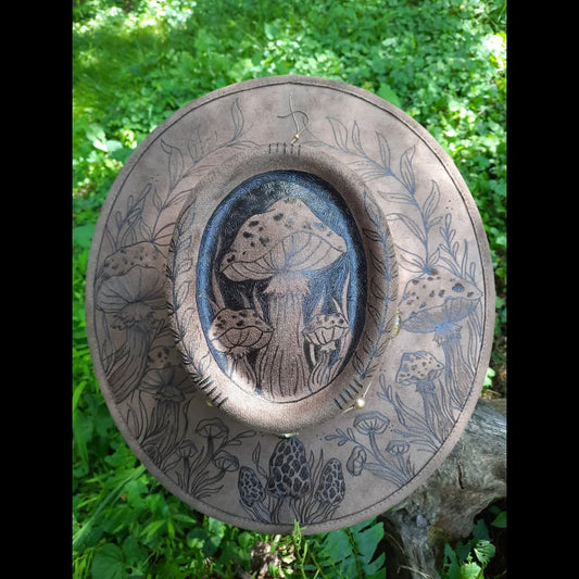 Vegan suede mushroom medium brim hat