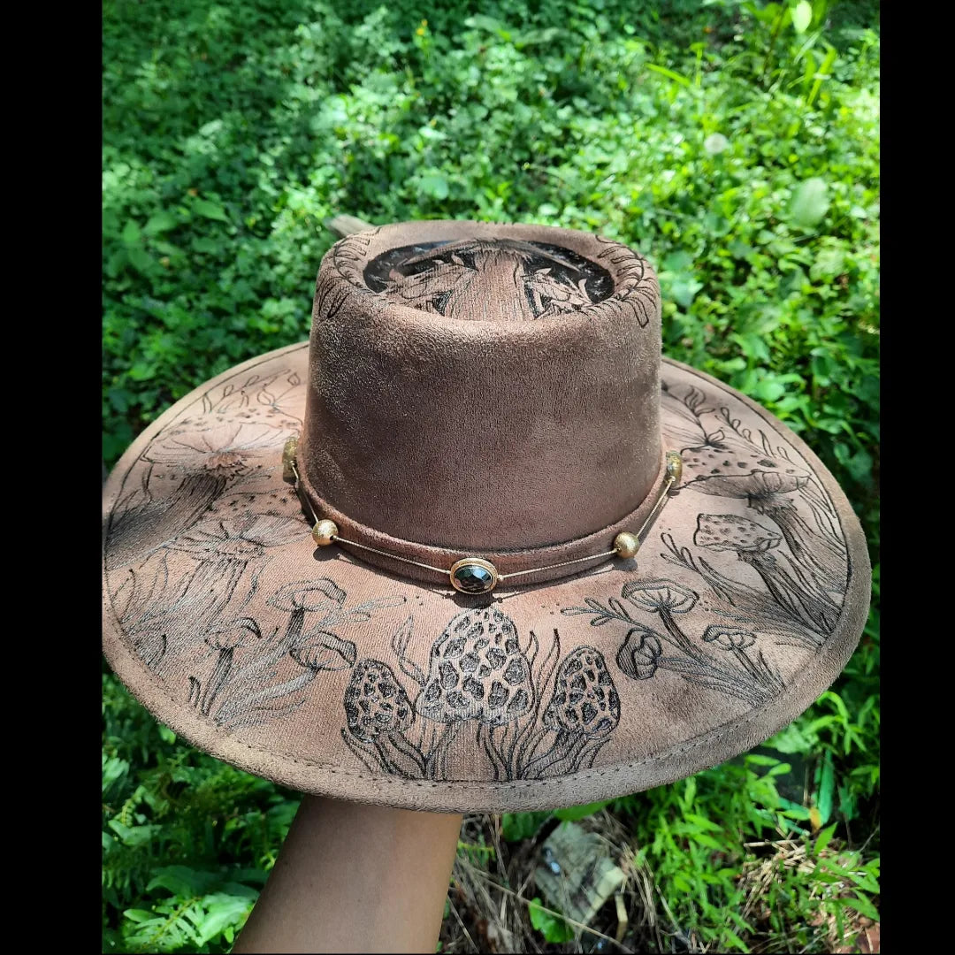 Vegan suede mushroom medium brim hat